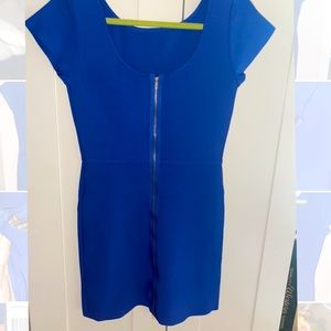BCBG MaxAzria blue dress with exposed back zipper